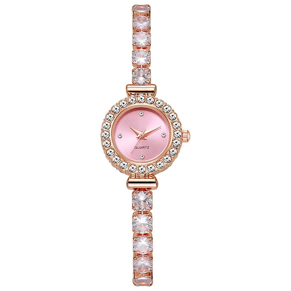 Alloy Round Pigeon Egg Rhinestone Twist Chain Women's Quartz Watch