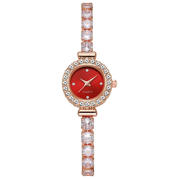 Alloy Round Pigeon Egg Rhinestone Twist Chain Women's Quartz Watch