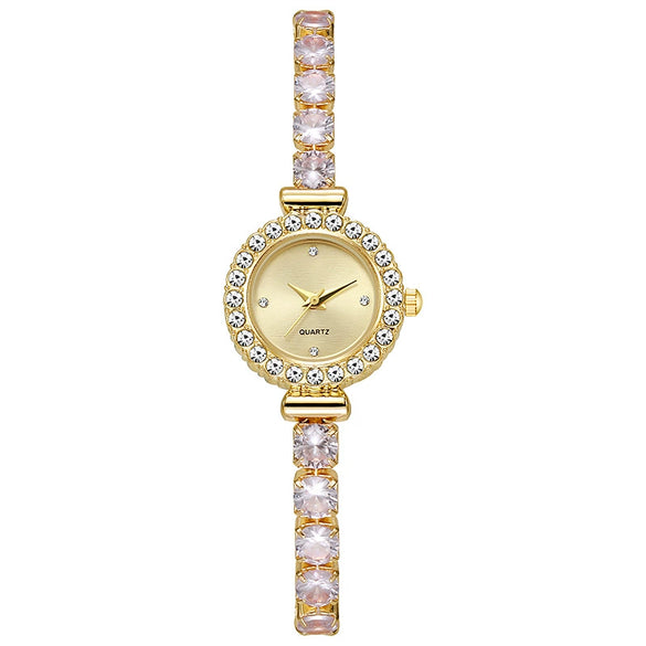 Alloy Round Pigeon Egg Rhinestone Twist Chain Women's Quartz Watch