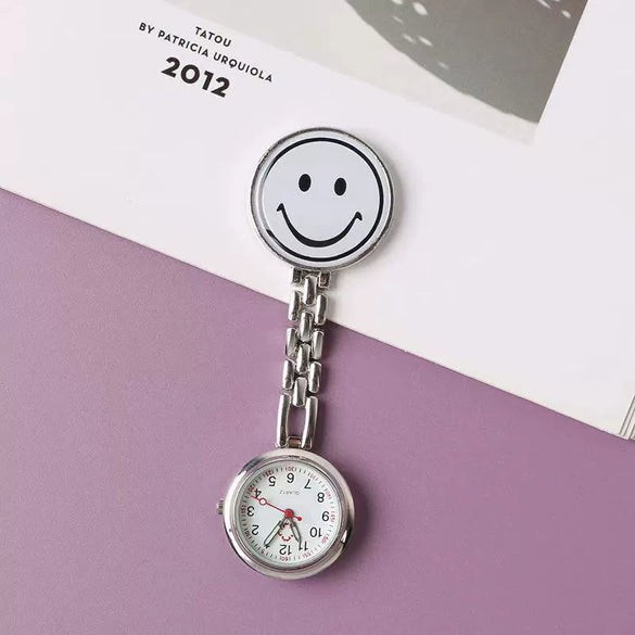 Alloy Round Smiley Face Fashion Nurse Pocket Watch For Girls And Students