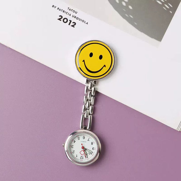 Alloy Round Smiley Face Fashion Nurse Pocket Watch For Girls And Students