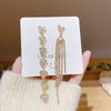 Alloy S925 Silver Needle Asymmetric Heart Diamond Tassel Women's Earrings