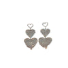 Alloy S925 Silver Rhinestone Tassel Peach Heart Long Earrings With Electroplating For Women