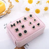 Alloy S925 Silver Stud Earrings Geometric Style With Diamond Four Leaf Lucky Grass Design For Women