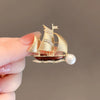 Alloy Sailboat Brooch Minimalist Style Electroplated Ladies Accessories
