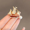 Alloy Sailboat Brooch Minimalist Style Electroplated Ladies Accessories
