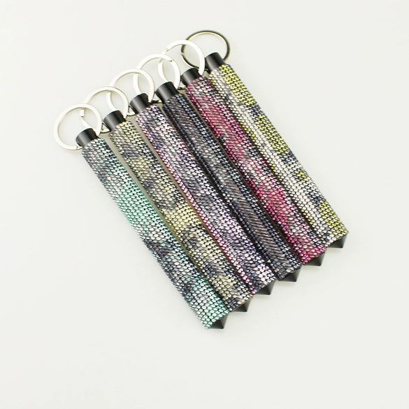 Alloy Selfdefense Stick Pendant Keychain With Rhinestone Embedded Fashion Design