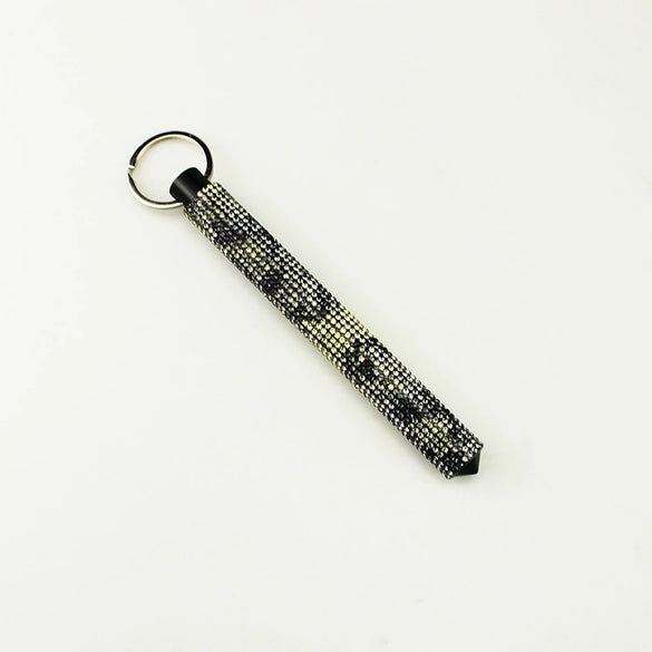 Alloy Selfdefense Stick Pendant Keychain With Rhinestone Embedded Fashion Design