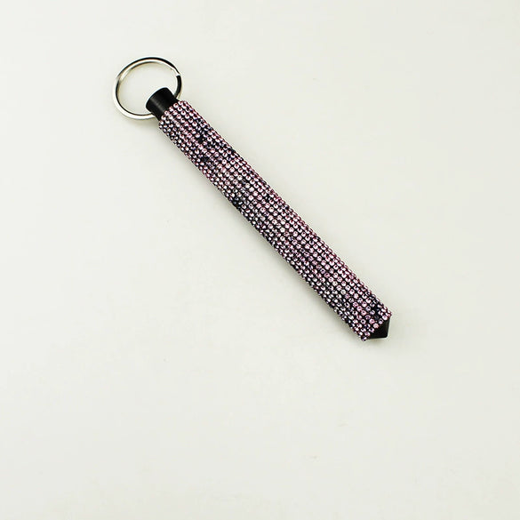 Alloy Selfdefense Stick Pendant Keychain With Rhinestone Embedded Fashion Design