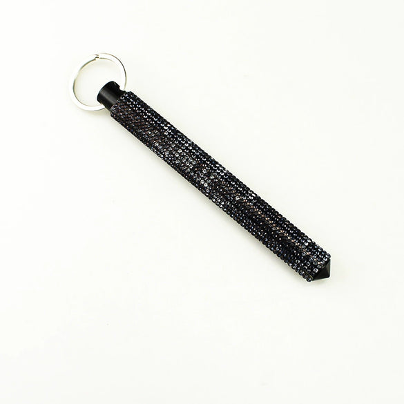 Alloy Selfdefense Stick Pendant Keychain With Rhinestone Embedded Fashion Design