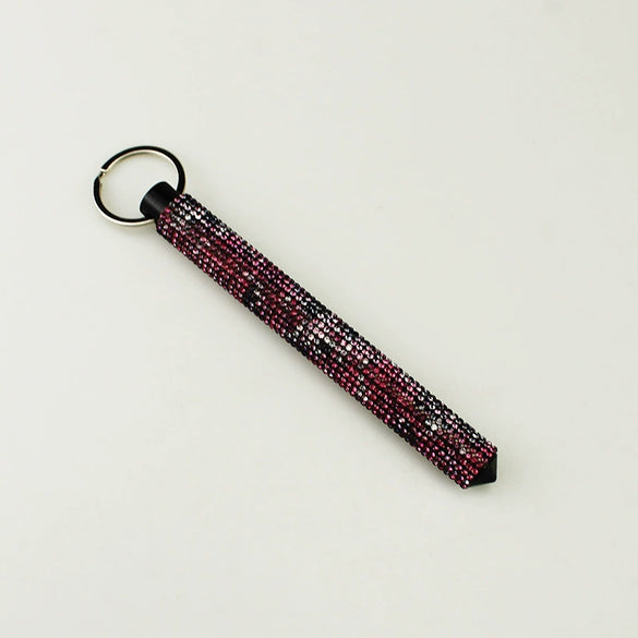 Alloy Selfdefense Stick Pendant Keychain With Rhinestone Embedded Fashion Design
