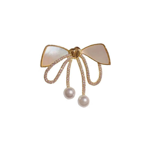 Alloy Shell Bow Women's Vintage Natural Style Electroplated Brooch