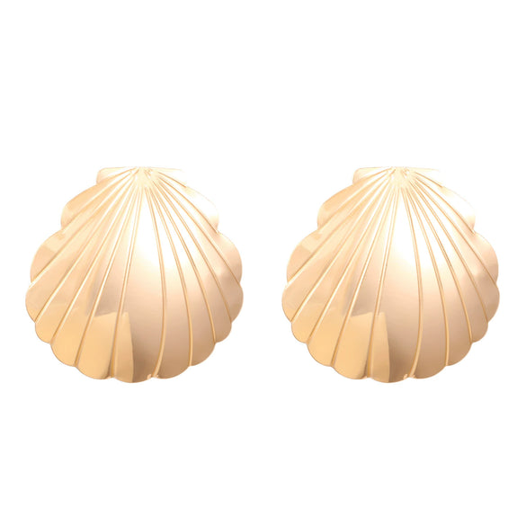 Alloy Shell Earrings And Necklace Set For Women Minimalist Style Electroplating Jewelry