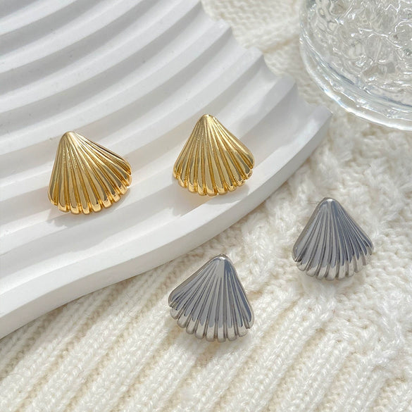 Alloy Shell Fan Shape Electroplating Women's Earrings