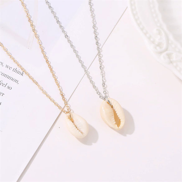 Alloy Shell Geometry Style Cross Chain Necklace For Women With Electroplating