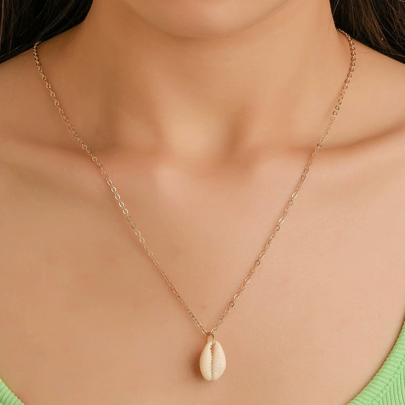 Alloy Shell Geometry Style Cross Chain Necklace For Women With Electroplating