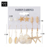 Alloy Shell Starfish Scallop Star Leaf Pearl Electroplating Women's Earrings
