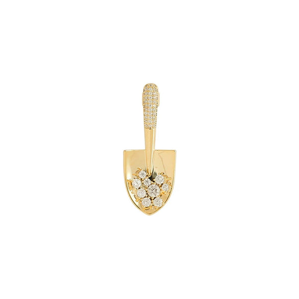 Alloy Shovel Shining Diamond Brooch For Women Electroplated Natural Style