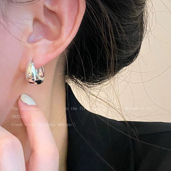 Alloy Silver Electroplated Drop Shape Simple Style Women's Earrings