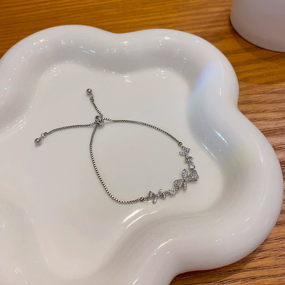 Alloy Silver Electroplated Heart Star Geometric Women's Bracelet With Zircon Pearl