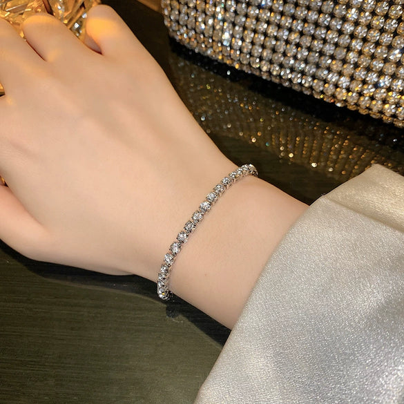 Alloy Silver Electroplated Heart Star Geometric Women's Bracelet With Zircon Pearl