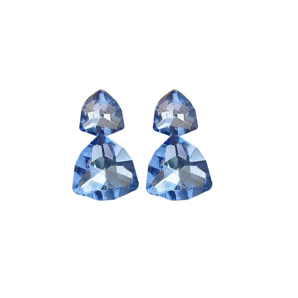 Alloy Silver Geometric Diamond Set Pendant Earrings For Women Highend Style