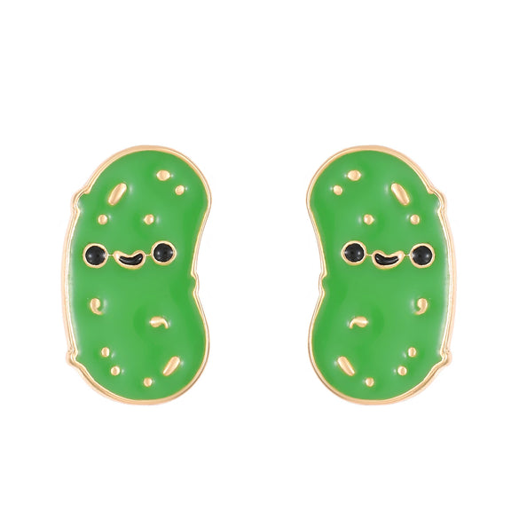 Alloy 225 Silver Geometric Fruit Food Style Electroplating Bitter Gourd Cucumber Earrings Jewelry