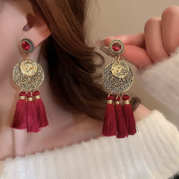 Alloy Silver Needle Ankora Red Drop Oil Heart Shape Dripping Oil Women's Elegant High End Sense Earrings