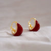 Alloy Silver Needle Ankora Red Drop Oil Heart Shape Dripping Oil Women's Elegant High End Sense Earrings