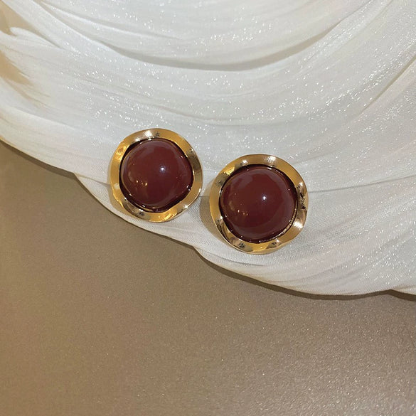 Alloy Silver Needle Ankora Red Drop Oil Heart Shape Dripping Oil Women's Elegant High End Sense Earrings