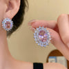 Alloy Silver Needle Blue Butterfly Animal Shaped Earrings Set With Diamonds For Women Artistic Small Fresh Elegant High End Light Luxury