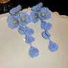 Alloy Silver Needle Blue Butterfly Animal Shaped Earrings Set With Diamonds For Women Artistic Small Fresh Elegant High End Light Luxury