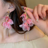 Alloy Silver Needle Flower Mesh Tassel Earrings With Electroplating For Women Fresh And Sweet Flower Shaped Design