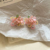 Alloy Silver Needle Flower Mesh Tassel Earrings With Electroplating For Women Fresh And Sweet Flower Shaped Design
