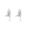 Alloy Silver Needle Insect Pattern Electroplated Butterfly Pearl Earrings For Women Retro Temperament Light Luxury