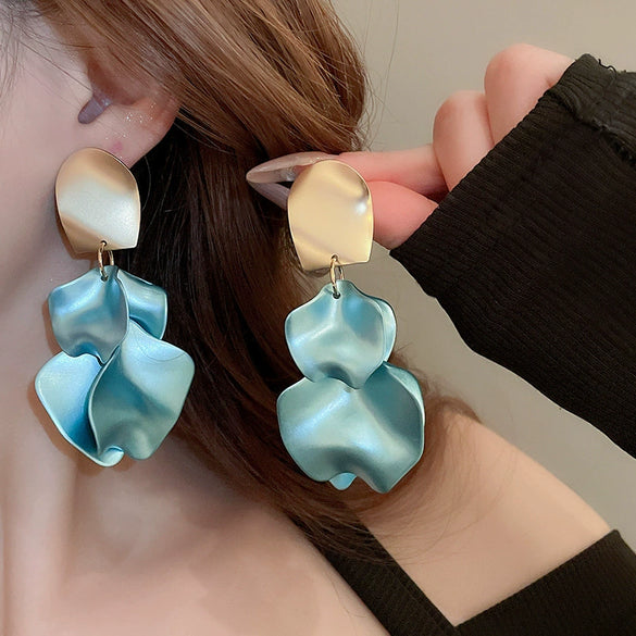 Alloy Silver Needle Tulle Flower Tassel Earrings With Flower Shape Electroplating For Women