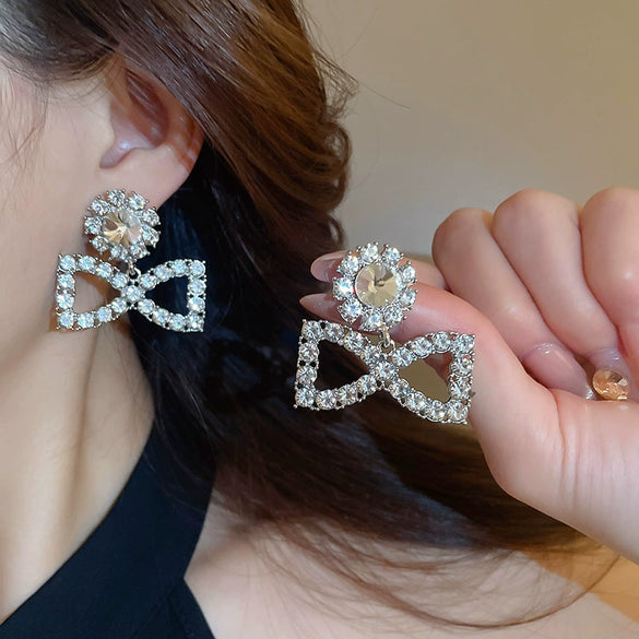 Alloy Silver Needle Tulle Flower Tassel Earrings With Flower Shape Electroplating For Women