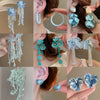 Alloy Silver Needle Tulle Flower Tassel Earrings With Flower Shape Electroplating For Women