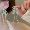 Alloy Silver Needle Tulle Flower Tassel Earrings With Flower Shape Electroplating For Women