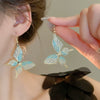 Alloy Silver Needle Tulle Flower Tassel Earrings With Flower Shape Electroplating For Women