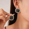 Alloy Silver Needle Tulle Flower Tassel Earrings With Flower Shape Electroplating For Women