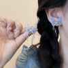 Alloy Silver Needle Tulle Flower Tassel Earrings With Flower Shape Electroplating For Women
