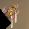 Alloy Silver Women's Light Luxury Flower Diamond Earrings