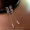 Alloy Silver Zircon Letter Earrings Electroplating High Sense Fashion Niche Simple Allmatch Women's Earrings