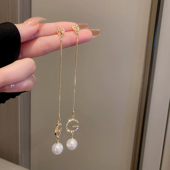 Alloy Silver Zircon Letter Earrings Electroplating High Sense Fashion Niche Simple Allmatch Women's Earrings