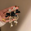 Alloy Silver Zircon Letter Earrings Electroplating High Sense Fashion Niche Simple Allmatch Women's Earrings