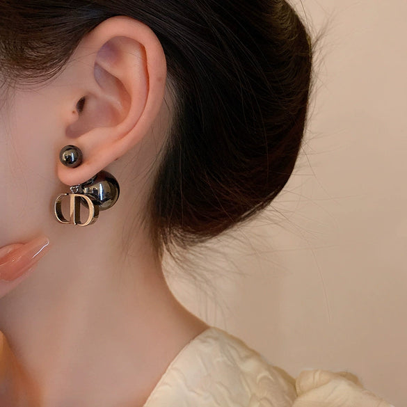 Alloy Silver Zircon Letter Earrings Electroplating High Sense Fashion Niche Simple Allmatch Women's Earrings
