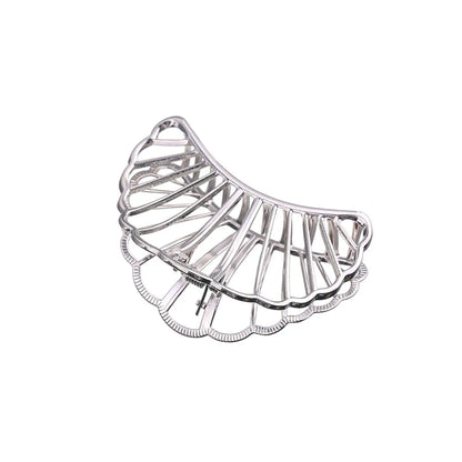 Factory Direct Sales Hot New Hairpin European And American Simple Hollow Mesh Fan-Shaped Hair Accessories Large Grip Women