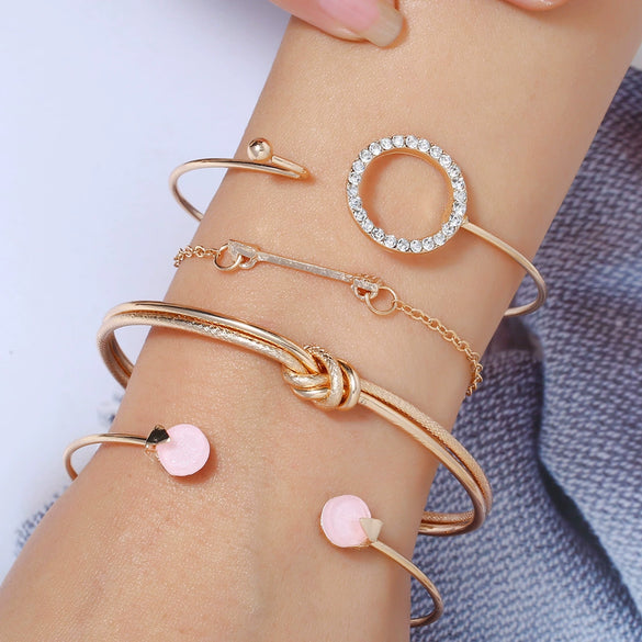 Alloy Simple Geometric Leaf Arrow Women's Bracelet With Diamond Inlaid Artificial And Semiprecious Stones