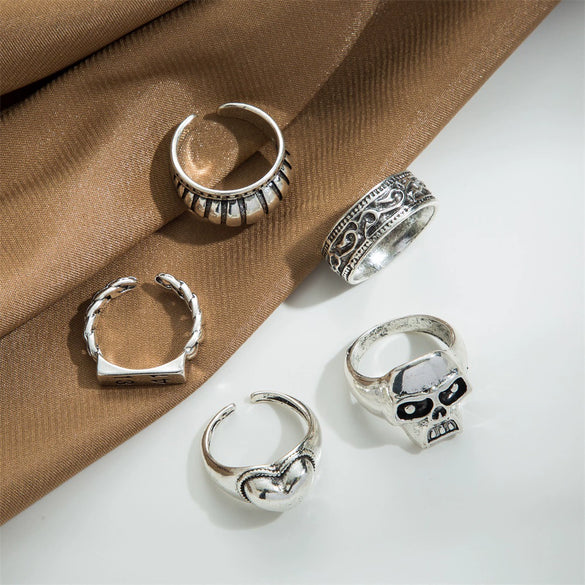 Alloy Skull Love Letter Ring Electroplated For Women